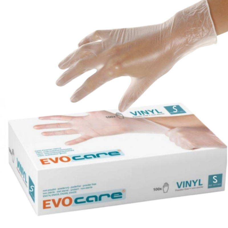 Gants vinyle transparents non poudrés - Boite de 100 - Maneliss