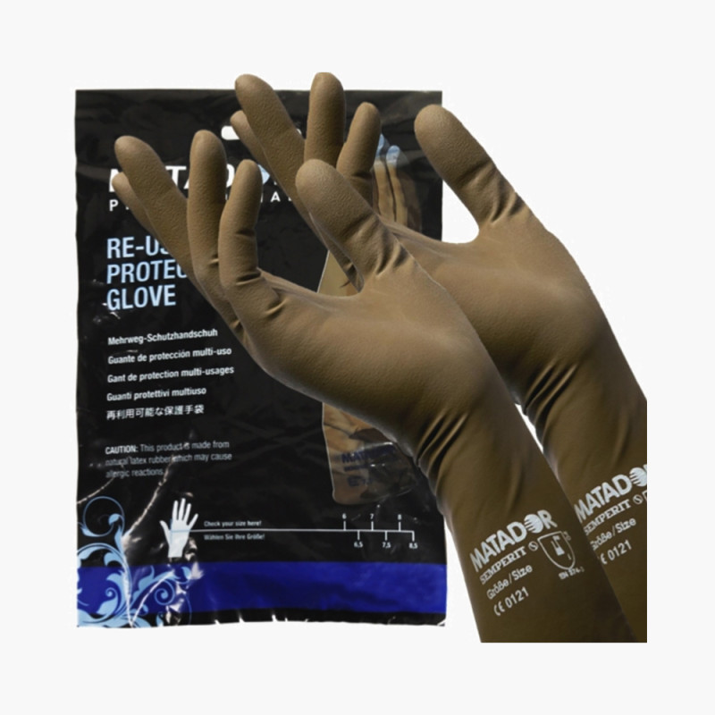 Gants Matador réutilisables en latex (taille 6 à 8,5) - marron - Maneliss