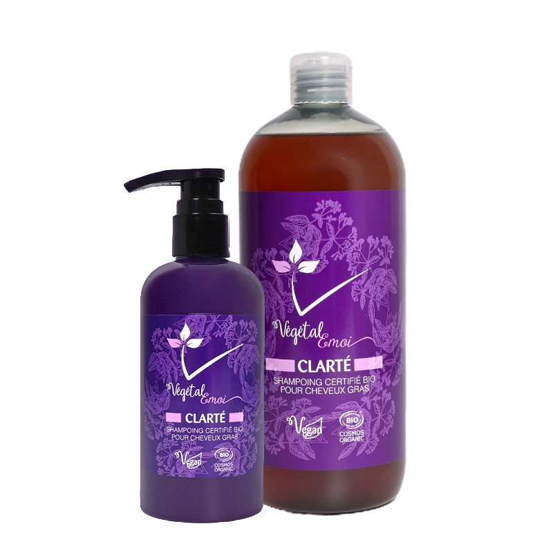 Shampoing certifié BIO Clarté (250ml & 1L) - Végétal'émoi - Cosmos Organic