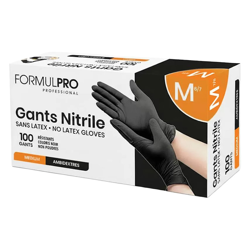 Gants en nitrile noir x100 - Taille M  - accessoires coiffeurs - Maneliss