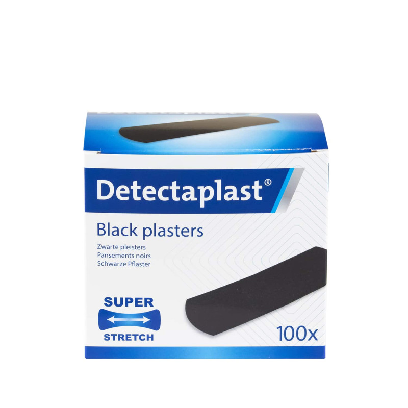 Boîte de 100 pansements tissus élastique 19x72 mm - Coloris noir